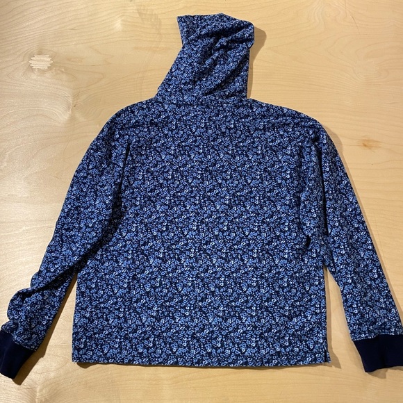 J. Crew Blue Floral Hoodie with White Drawstrings Medium (DV) - Picture 12 of 14